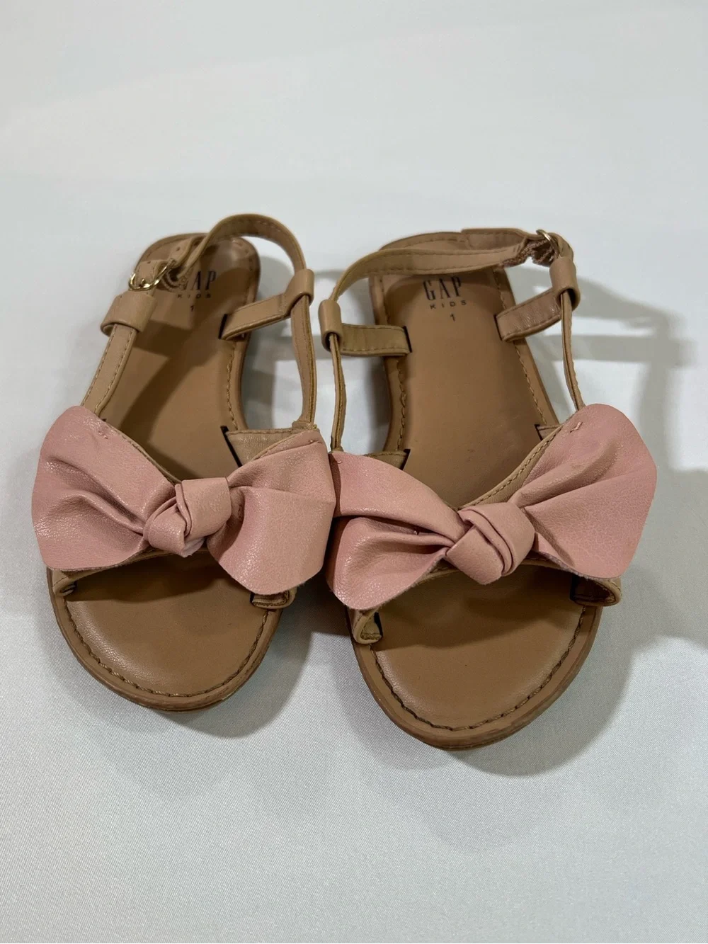 GAP Kids Blush Pink Bow T-Strap Sandals